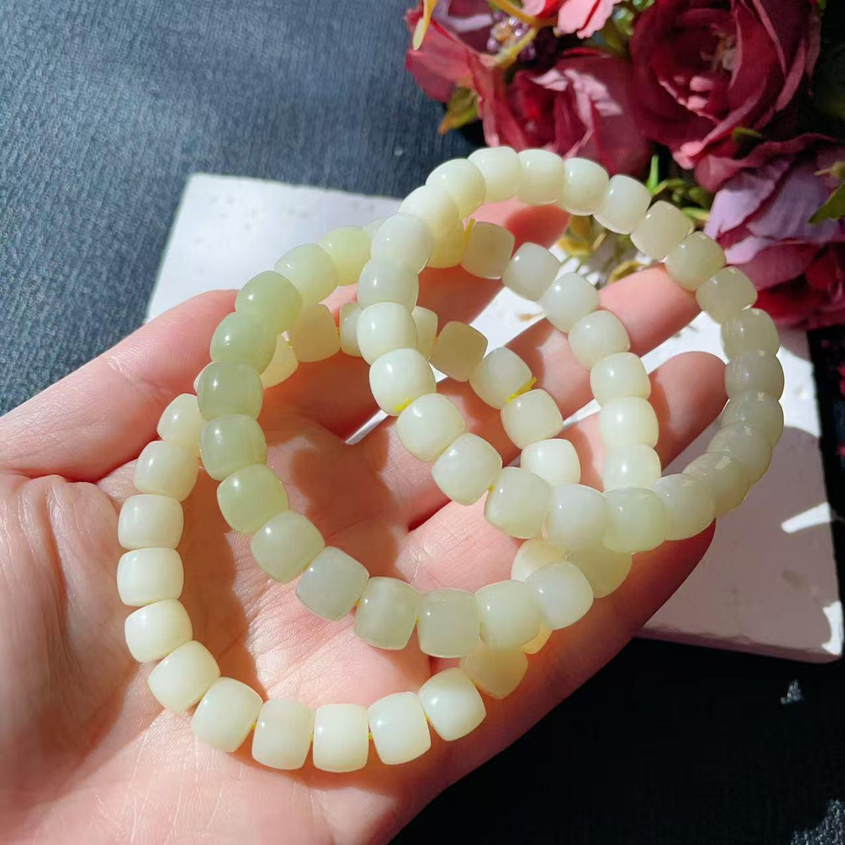 Natural Yellow Jade Bracelet ,9mm Beads Certified Bracelet, Real Yellow Jade Beaded Bracelet,Natural Jade Gift
