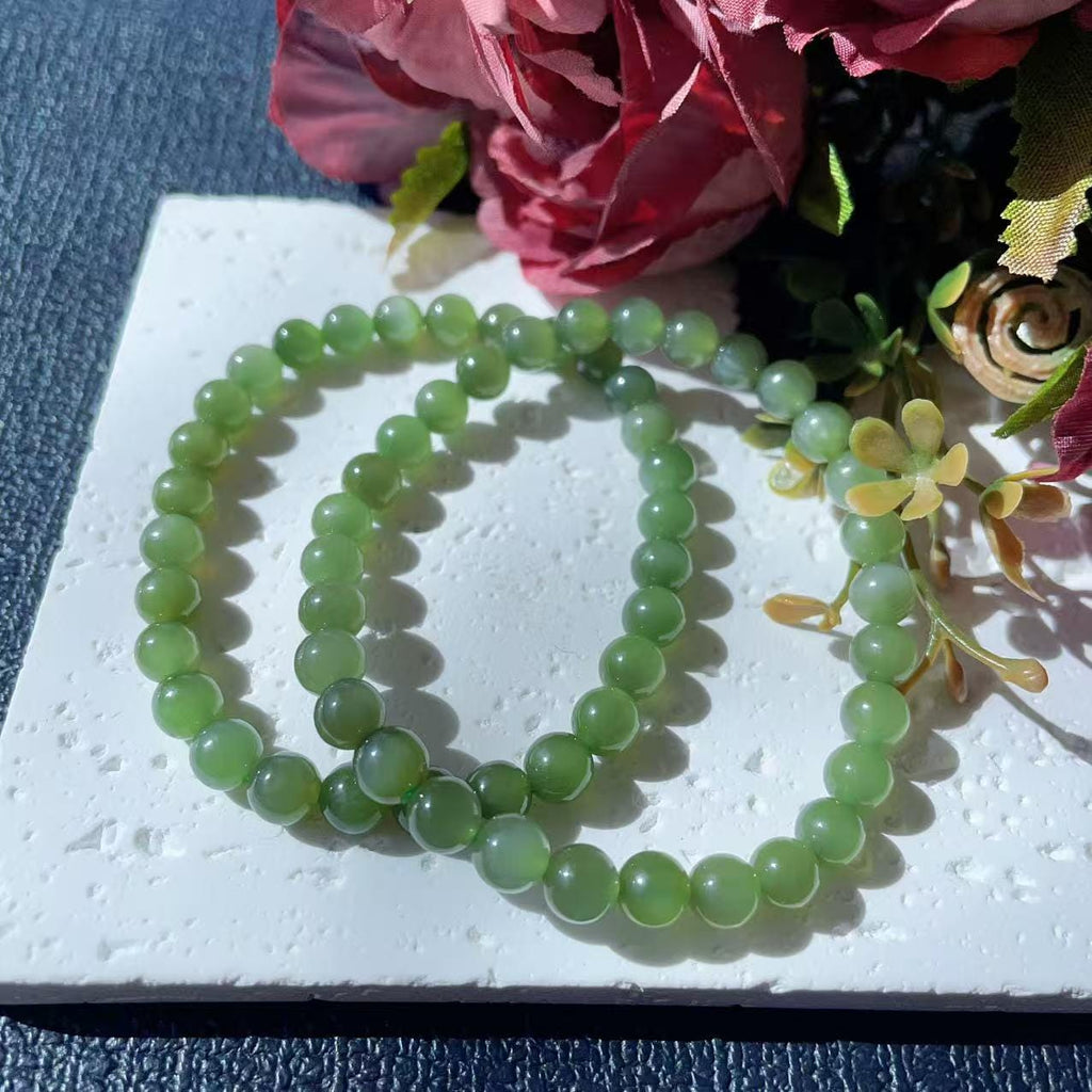 Natural Green Jade Slim Bracelet ,6mm Icy Translucent Certified Jade Bracelet, Slim Green Jade Bracelet, Jade Minimalist Bracelet