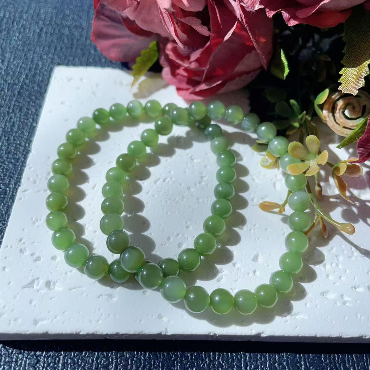 Natural Green Jade Slim Bracelet ,6mm Icy Translucent Certified Jade Bracelet, Slim Green Jade Bracelet, Jade Minimalist Bracelet