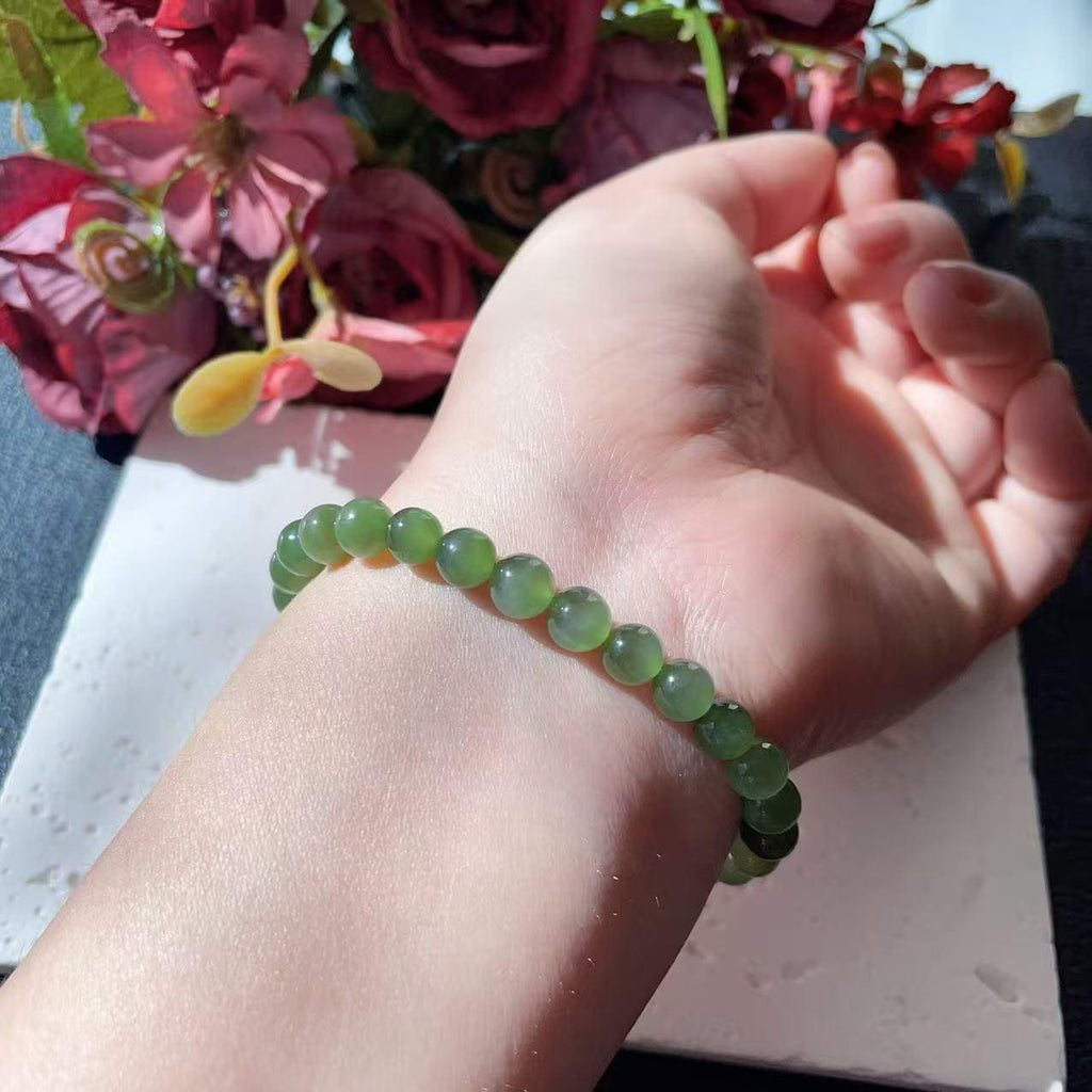 Natural Green Jade Slim Bracelet ,6mm Icy Translucent Certified Jade Bracelet, Slim Green Jade Bracelet, Jade Minimalist Bracelet