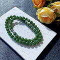 Certified Natural Green Jade Bead Necklace ,8mm Beaded Dark Green Jade Chain, Nephrite Jade Necklace, 18” Length，Spinach Green Jade