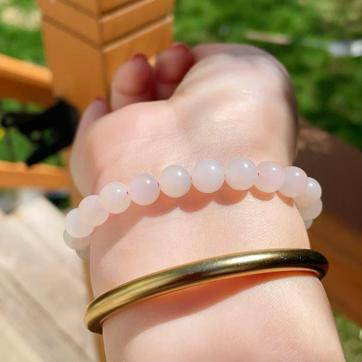 Natural Pink Jade Bracelet， 6mm Beads Size 5-8 Inch Jade Bracelet ，Icy Translucent ，Minimalist Jewelry， Gift for Her