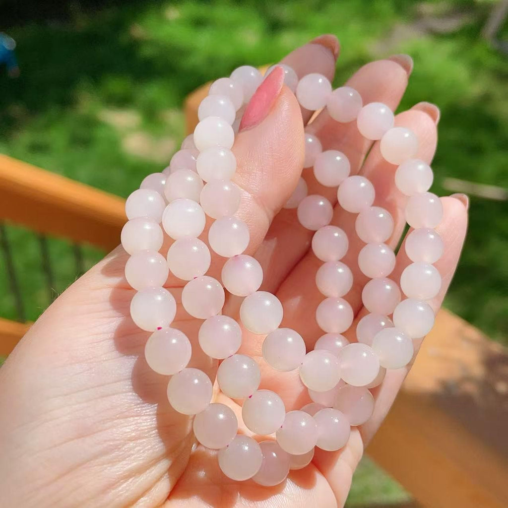 Natural Pink Jade Bracelet， 6mm Beads Size 5-8 Inch Jade Bracelet ，Icy Translucent ，Minimalist Jewelry， Gift for Her