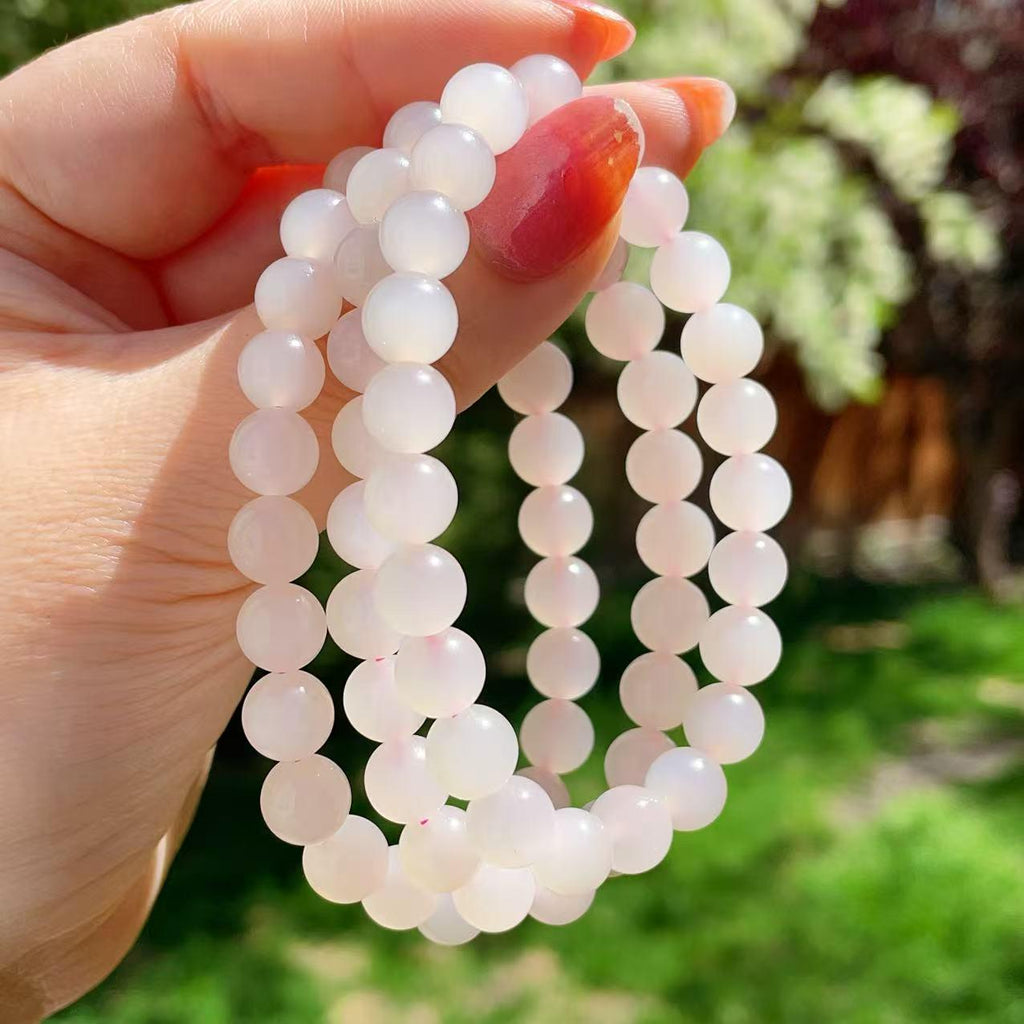 Natural Pink Jade Bracelet， 6mm Beads Size 5-8 Inch Jade Bracelet ，Icy Translucent ，Minimalist Jewelry， Gift for Her