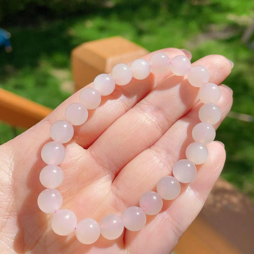 Natural Pink Jade Bracelet， 6mm Beads Size 5-8 Inch Jade Bracelet ，Icy Translucent ，Minimalist Jewelry， Gift for Her