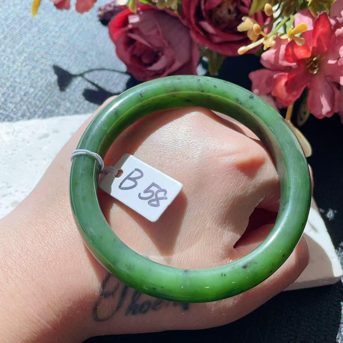 Certified Natural Nephrite Jade Bangle Bracelet ,Rich Green Jade Bangle, Size 58-59mm, Classic Round Jade Bracelet, Gift for Her