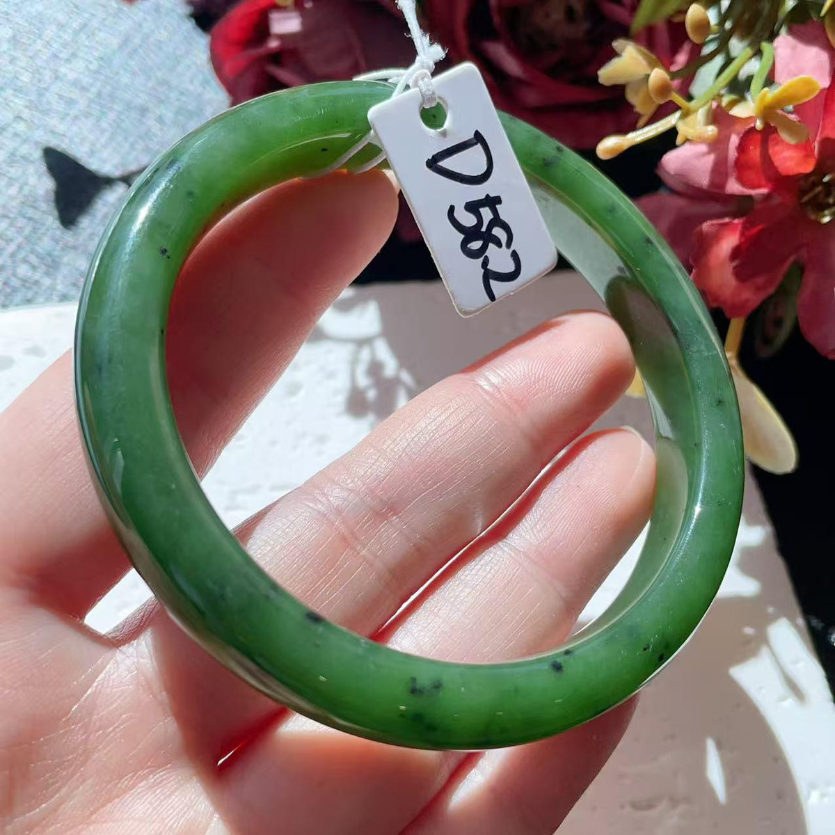 Certified Natural Nephrite Jade Bangle Bracelet ,Rich Green Jade Bangle, Size 58-59mm, Classic Round Jade Bracelet, Gift for Her
