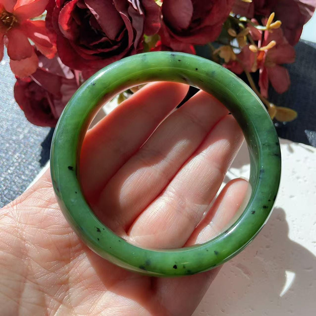 DEAL! Certified Natural Nephrite Jade Bangle Bracelet ,Rich Green Jade Bangle, Minor Flaws Size 57-58mm, Jade Bracelet, Gift for Her