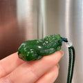 Natural Green Jade Pixiu Pendant Necklace, Hand Carved Jade Pi Xiu Charm, Adjustable Cord Necklace, Lucky Wealth Amulet, Jade Gift