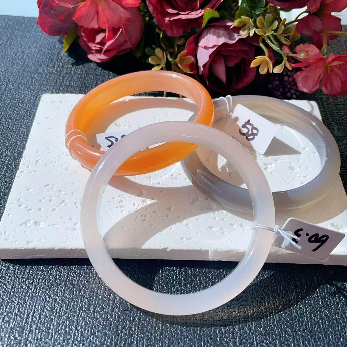 Natural Agate Bangle Bracelet, Thick Stone Bangle 11.5-12mm ，Real Natural Agate Bangle, High Grade Agate, Gift for Her