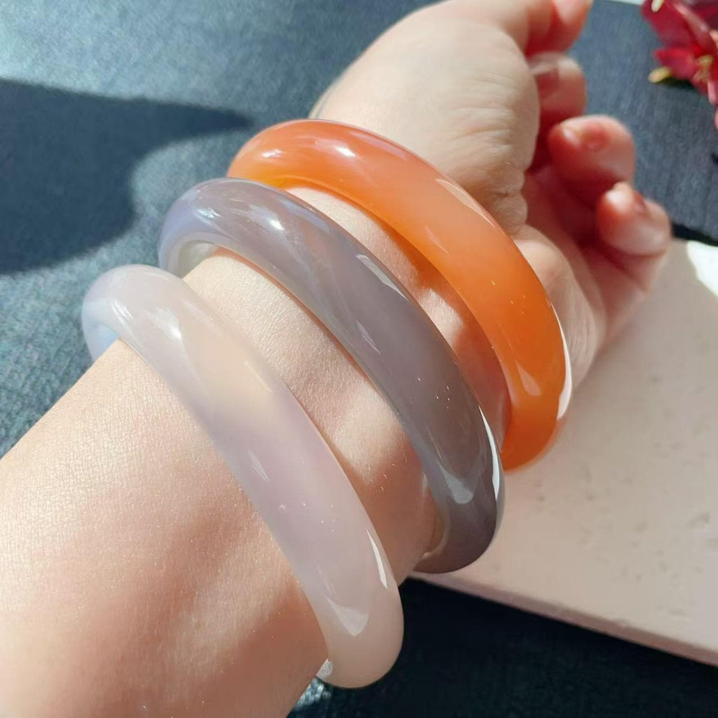 Natural Agate Bangle Bracelet, Thick Stone Bangle 11.5-12mm ，Real Natural Agate Bangle, High Grade Agate, Gift for Her