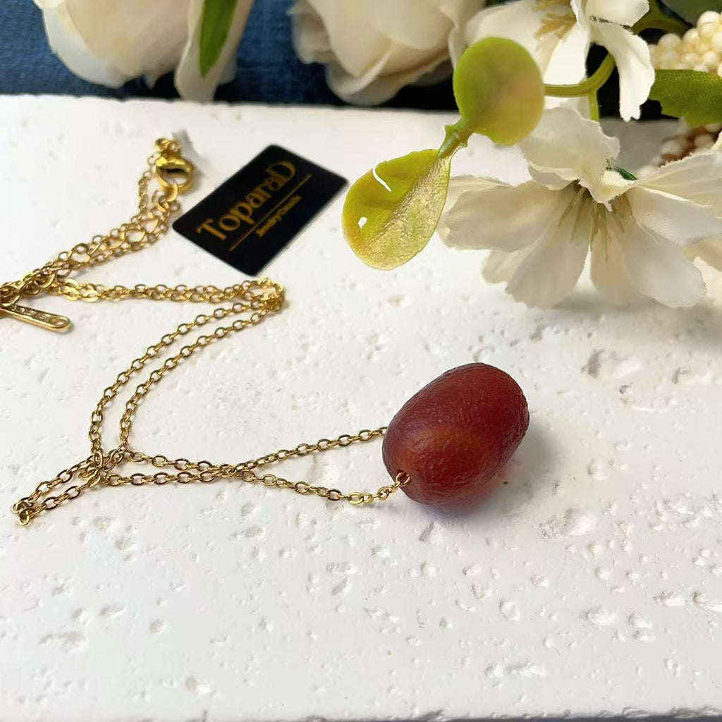 Natural Red Agate Pendant Necklace ,Matte Barrel Bead ,Adjustable Gold Chain ,Handmade Minimal Jewelry Gift