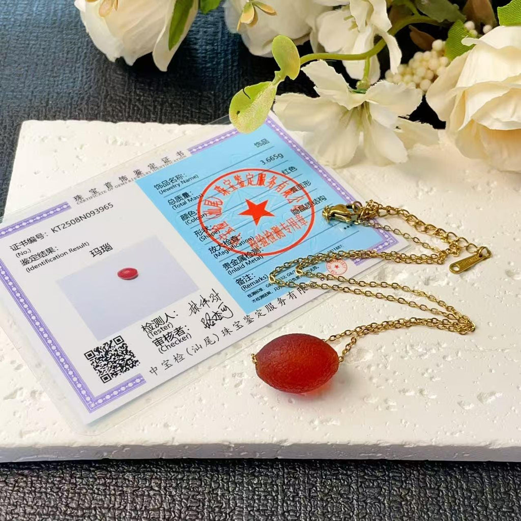 Natural Red Agate Pendant Necklace ,Matte Barrel Bead ,Adjustable Gold Chain ,Handmade Minimal Jewelry Gift