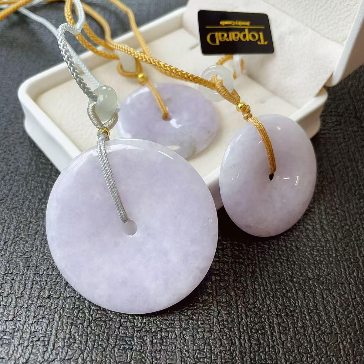 Certified Natural Lavender Jadeite Donut Pendant ,Peace Coin Necklace ,Round Jade ,Adjustable Cord Necklace, Minimalist Jade Jewelry Gift