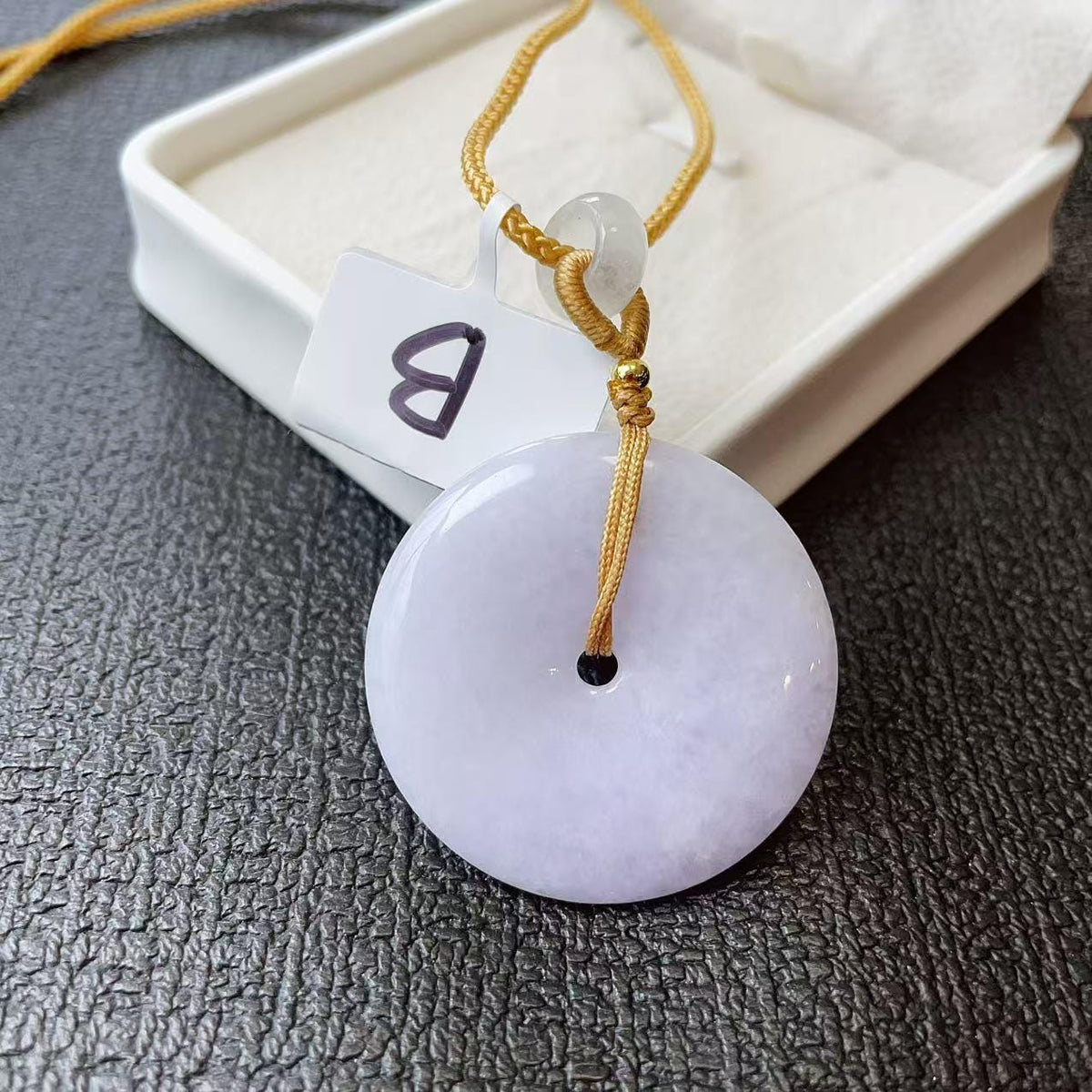 Certified Natural Lavender Jadeite Donut Pendant ,Peace Coin Necklace ,Round Jade ,Adjustable Cord Necklace, Minimalist Jade Jewelry Gift