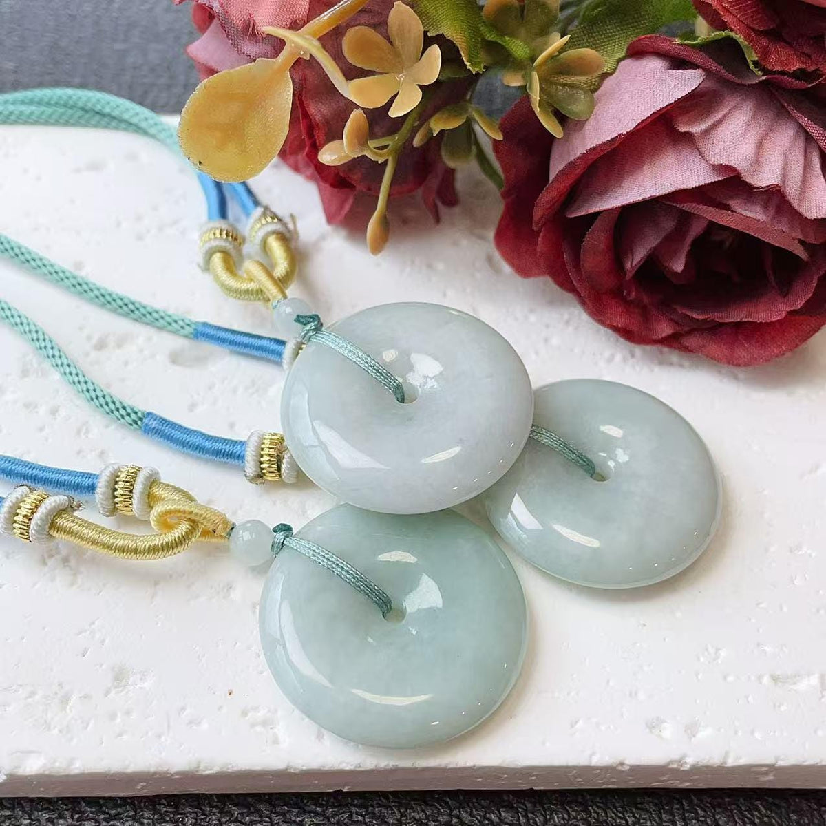 Deal! Certified Natural Green Jadeite Donut Pendant Necklace , Mint Jade Peace Coin, Adjustable Cord Necklace,Minimal Jade Jewelry Gift