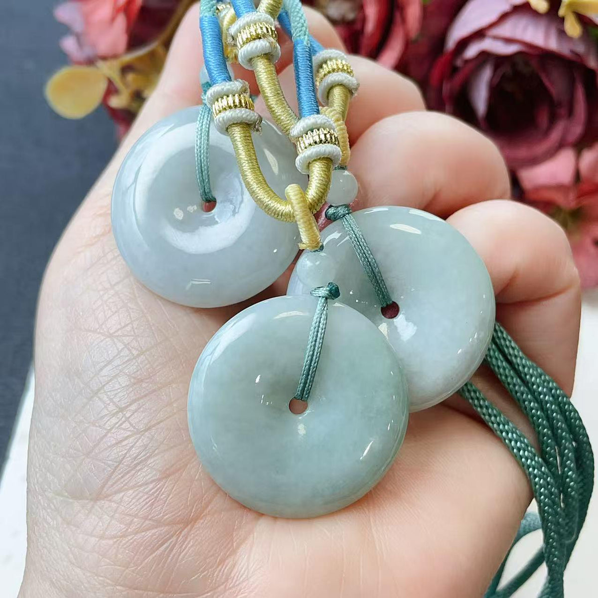 Deal! Certified Natural Green Jadeite Donut Pendant Necklace , Mint Jade Peace Coin, Adjustable Cord Necklace,Minimal Jade Jewelry Gift