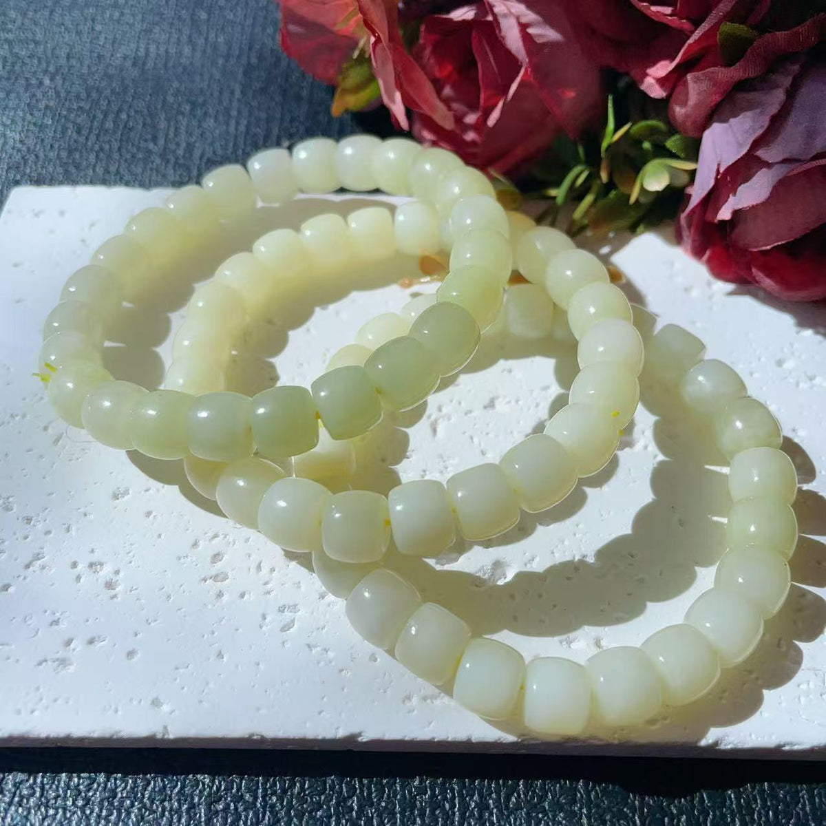 Natural Yellow Jade Bracelet ,9mm Beads Certified Bracelet, Real Yellow Jade Beaded Bracelet,Natural Jade Gift