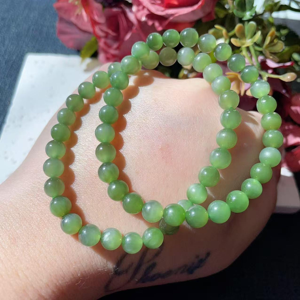 Natural Green Jade Slim Bracelet ,6mm Icy Translucent Certified Jade Bracelet, Slim Green Jade Bracelet, Jade Minimalist Bracelet