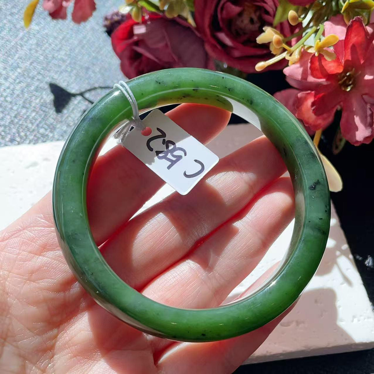 Certified Natural Nephrite Jade Bangle Bracelet ,Rich Green Jade Bangle, Size 58-59mm, Classic Round Jade Bracelet, Gift for Her