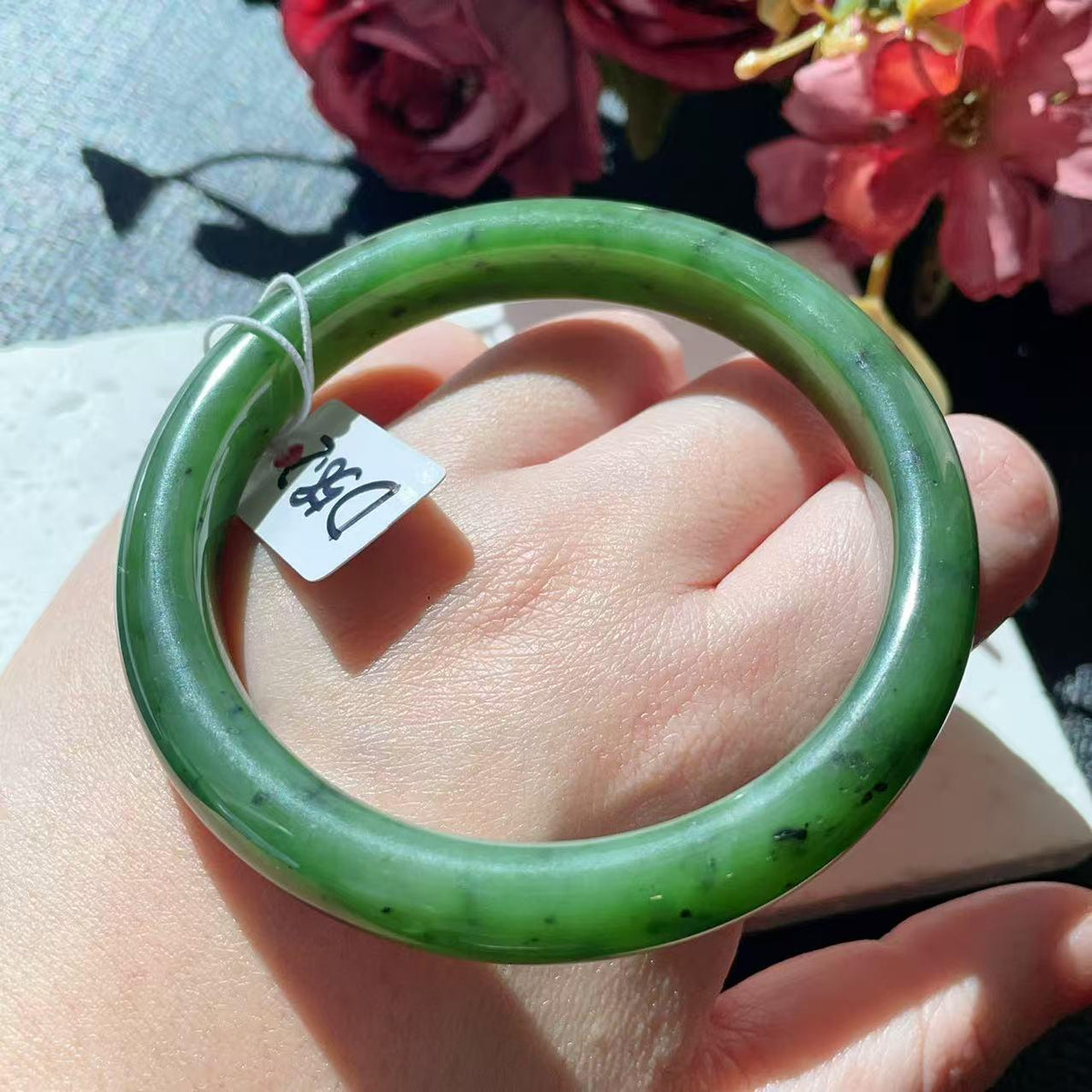 Certified Natural Nephrite Jade Bangle Bracelet ,Rich Green Jade Bangle, Size 58-59mm, Classic Round Jade Bracelet, Gift for Her
