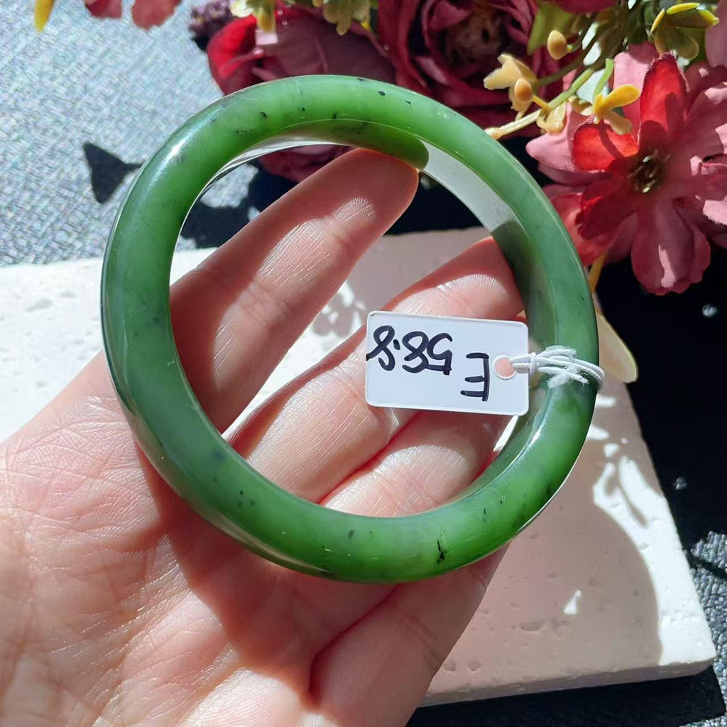 Certified Natural Nephrite Jade Bangle Bracelet ,Rich Green Jade Bangle, Size 58-59mm, Classic Round Jade Bracelet, Gift for Her