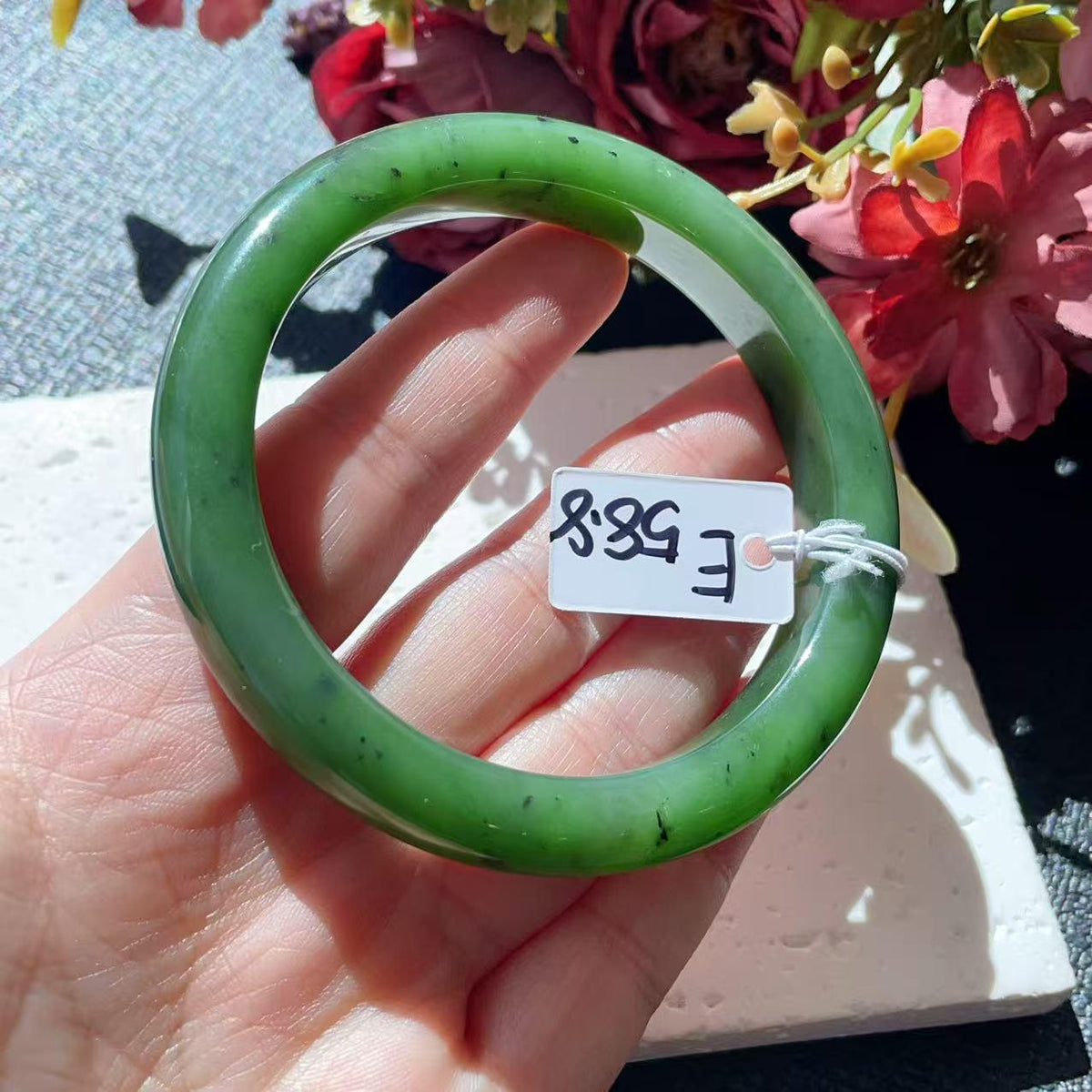 Certified Natural Nephrite Jade Bangle Bracelet ,Rich Green Jade Bangle, Size 58-59mm, Classic Round Jade Bracelet, Gift for Her