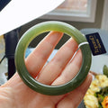 Certified Natural Green Jade Bangle , Iced Lake Green Nephrite Jade Bangle , 56.5mm Size Jade Bangle Bracelet