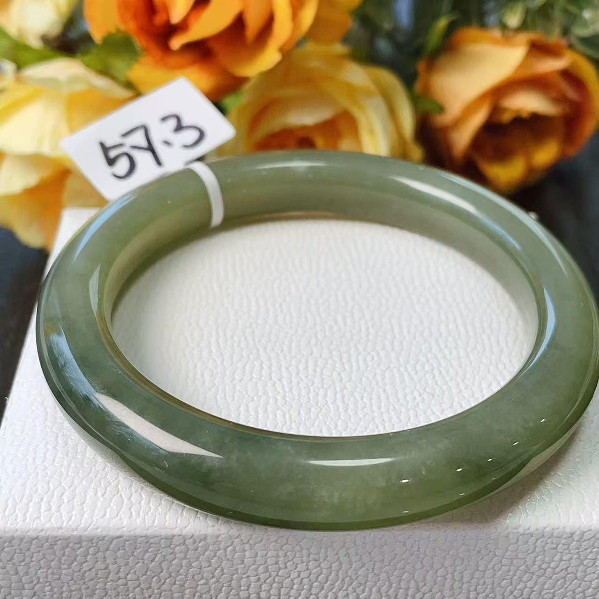 Certified Natural Green Jade Bangle , Iced Lake Green Nephrite Jade Bangle , 57-58mm Size Jade Bangle Bracelet