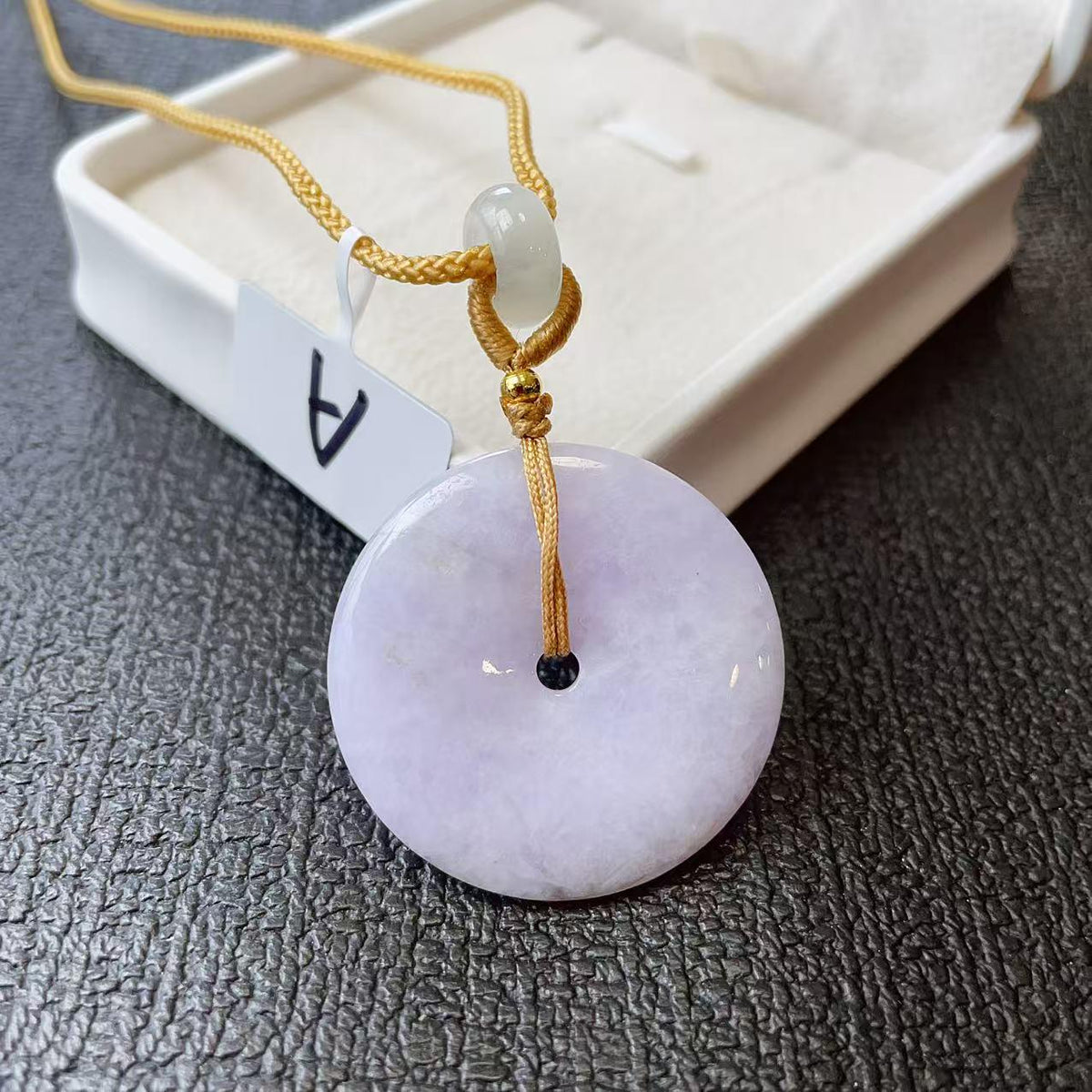 Certified Natural Lavender Jadeite Donut Pendant ,Peace Coin Necklace ,Round Jade ,Adjustable Cord Necklace, Minimalist Jade Jewelry Gift