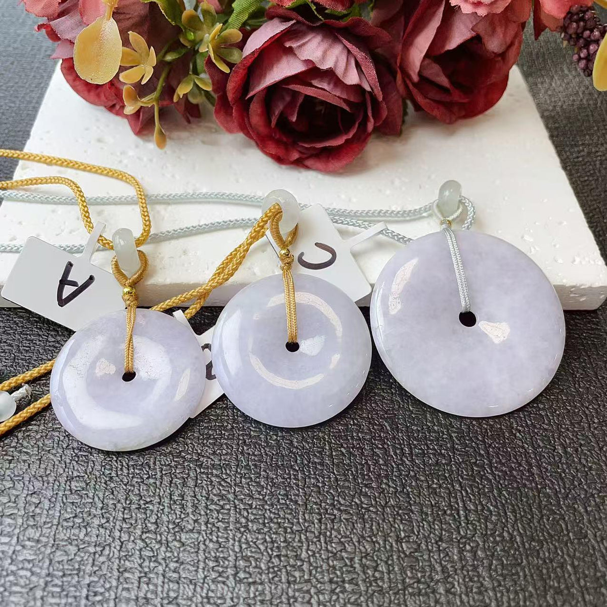 Certified Natural Lavender Jadeite Donut Pendant ,Peace Coin Necklace ,Round Jade ,Adjustable Cord Necklace, Minimalist Jade Jewelry Gift