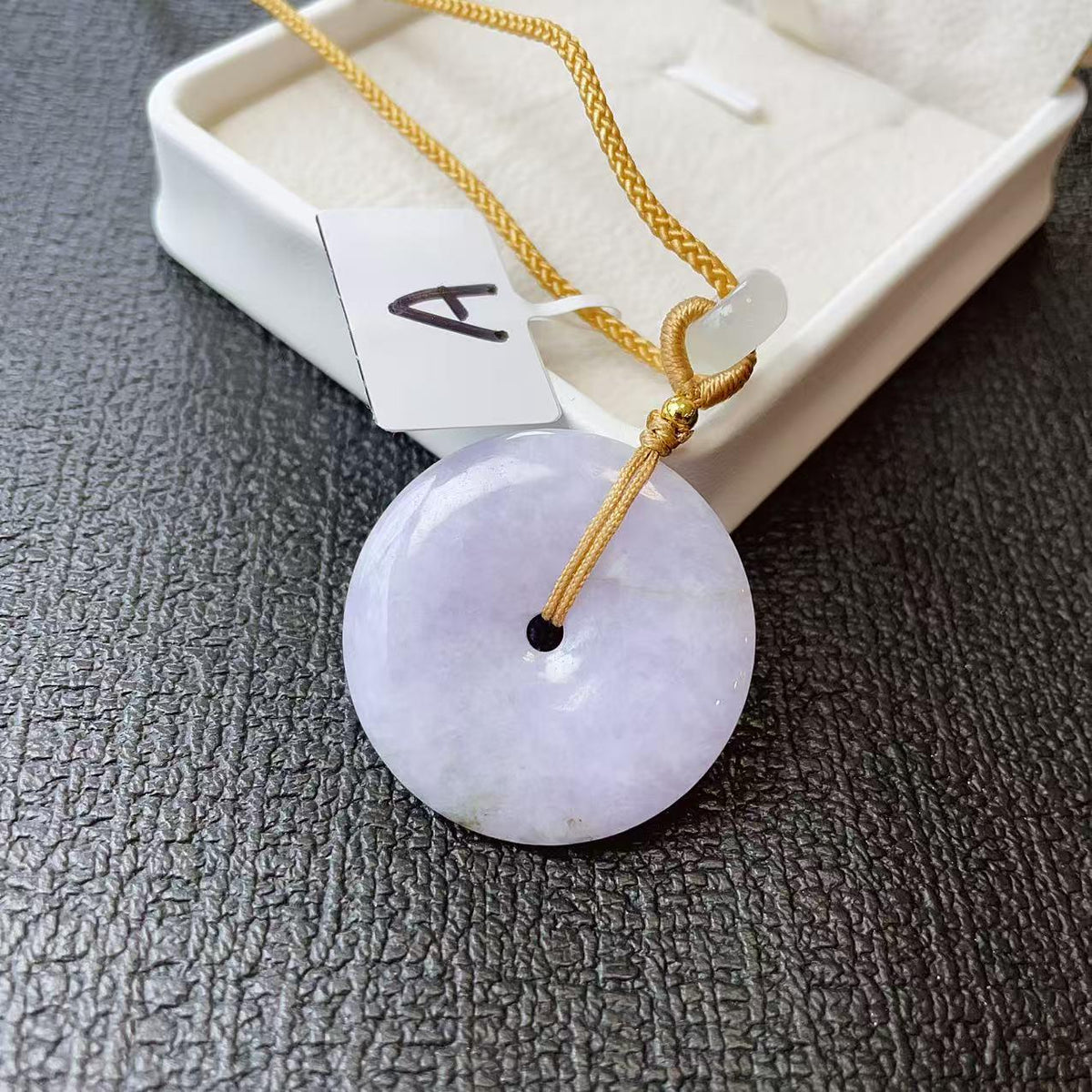 Certified Natural Lavender Jadeite Donut Pendant ,Peace Coin Necklace ,Round Jade ,Adjustable Cord Necklace, Minimalist Jade Jewelry Gift