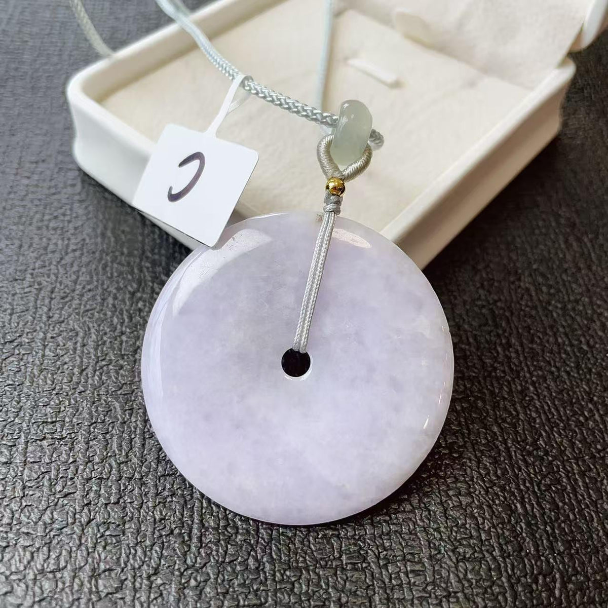 Certified Natural Lavender Jadeite Donut Pendant ,Peace Coin Necklace ,Round Jade ,Adjustable Cord Necklace, Minimalist Jade Jewelry Gift