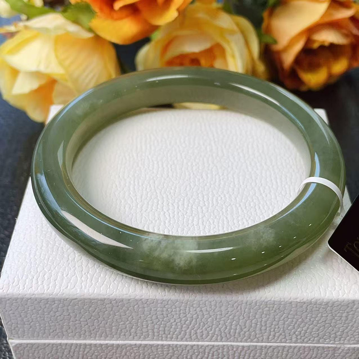 Certified Natural Green Jade Bangle , Iced Lake Green Nephrite Jade Bangle , 57-58mm Size Jade Bangle Bracelet