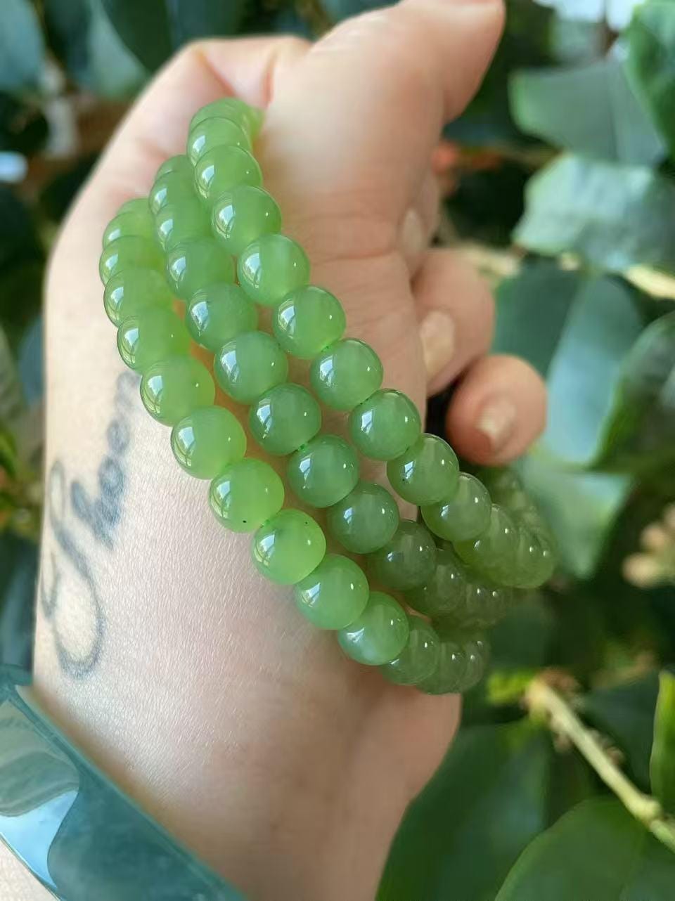 Certified Natural Green Jade Bracelet, 6-7mm Bead Bracelet , Certified Nephrite Jade Jewelry , Minimalist Jade Bracelet