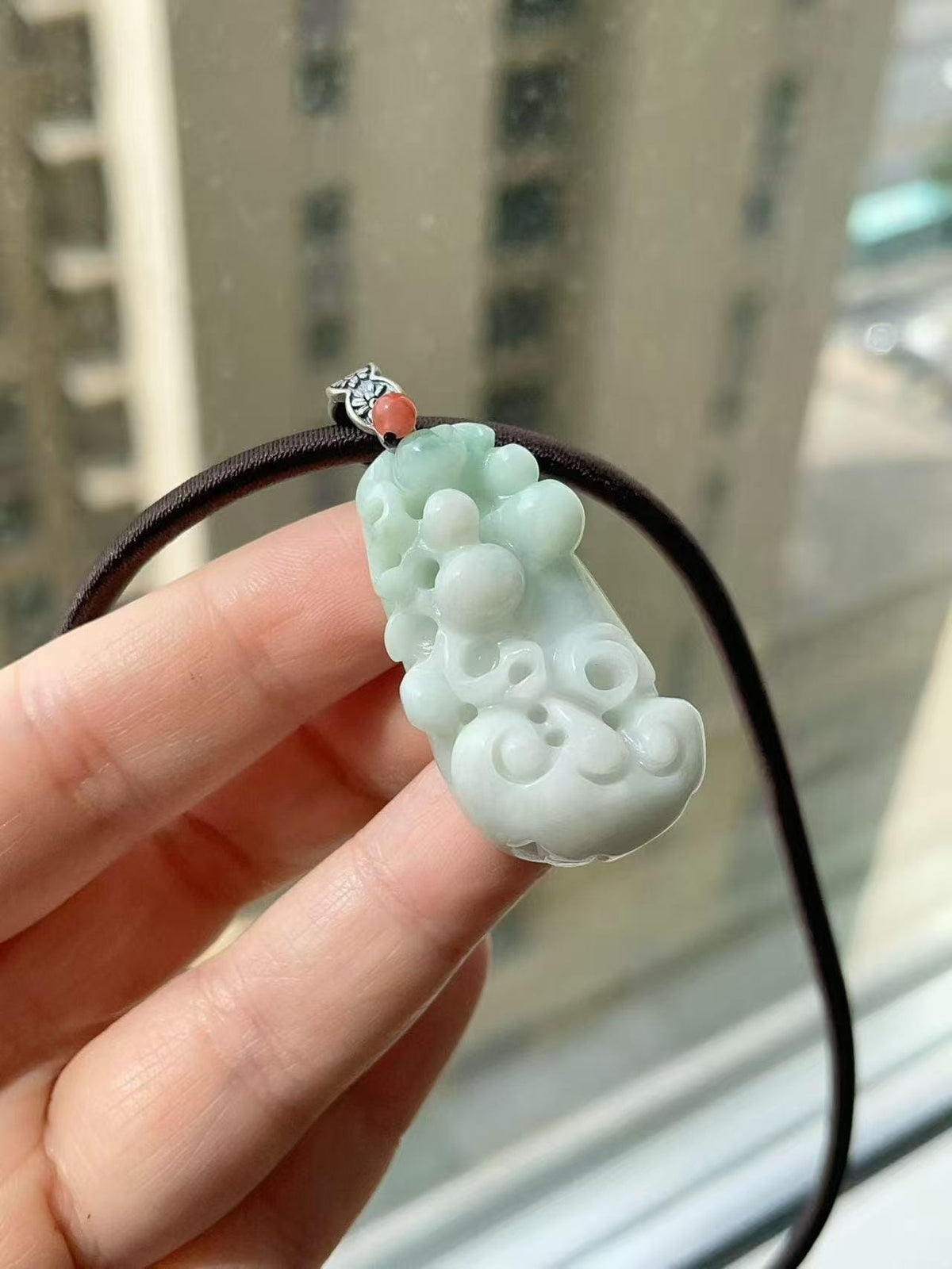 Certified Natural Blue Jadeite Flower Pendent, Large Jadeite Pendent Necklace, Handmade Jade Pendent, Natural Jadeite Jewelry Gift