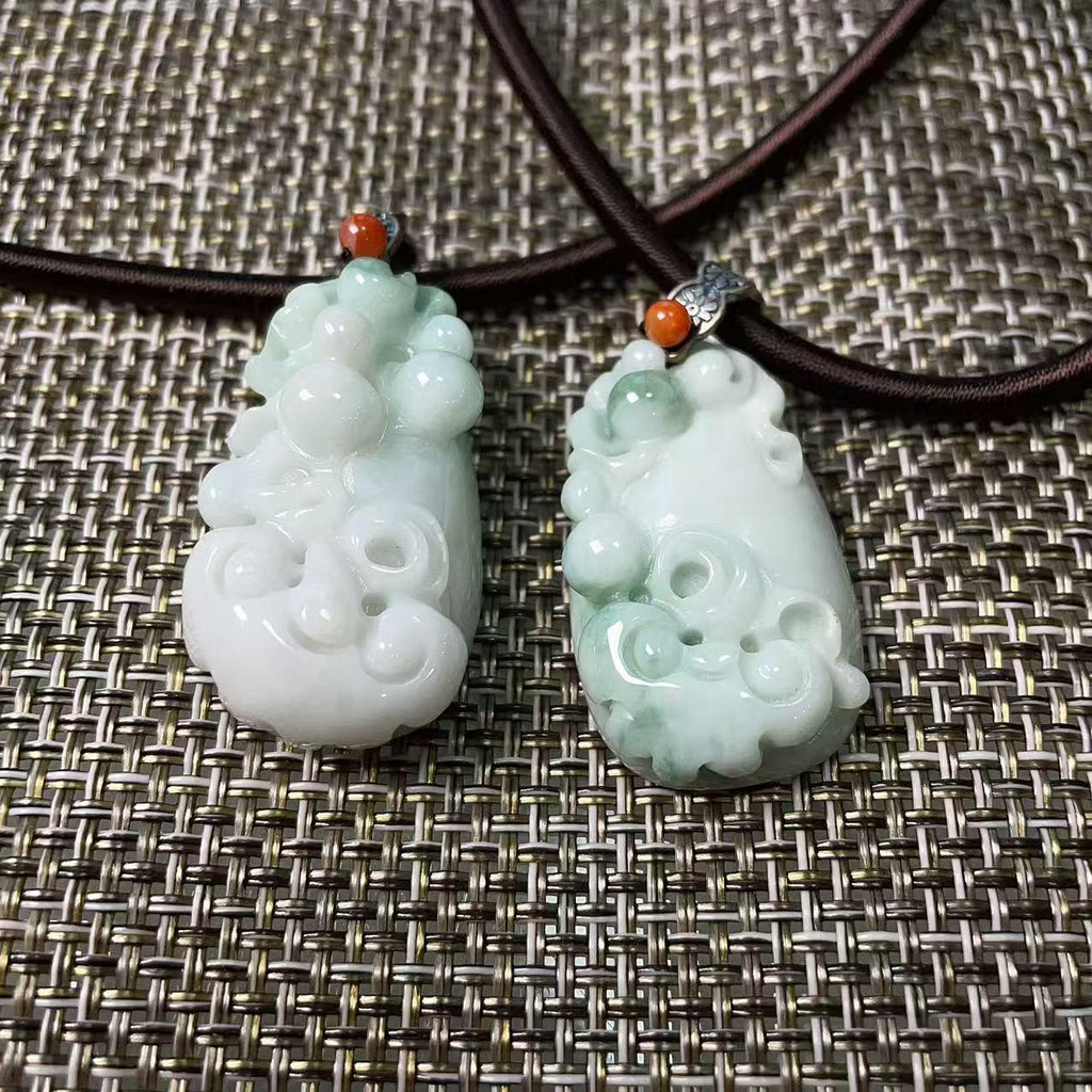 Certified Natural Blue Jadeite Flower Pendent, Large Jadeite Pendent Necklace, Handmade Jade Pendent, Natural Jadeite Jewelry Gift