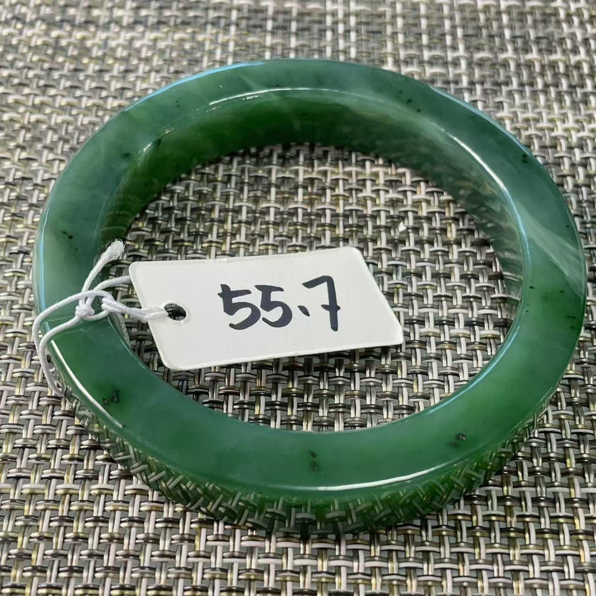 Certified Natural Jade Bangle, 55.7mm Size Minimalist Bangle Bracelet, Deep Green Square Cut Jade Bangle, Real Green Jade Bangle