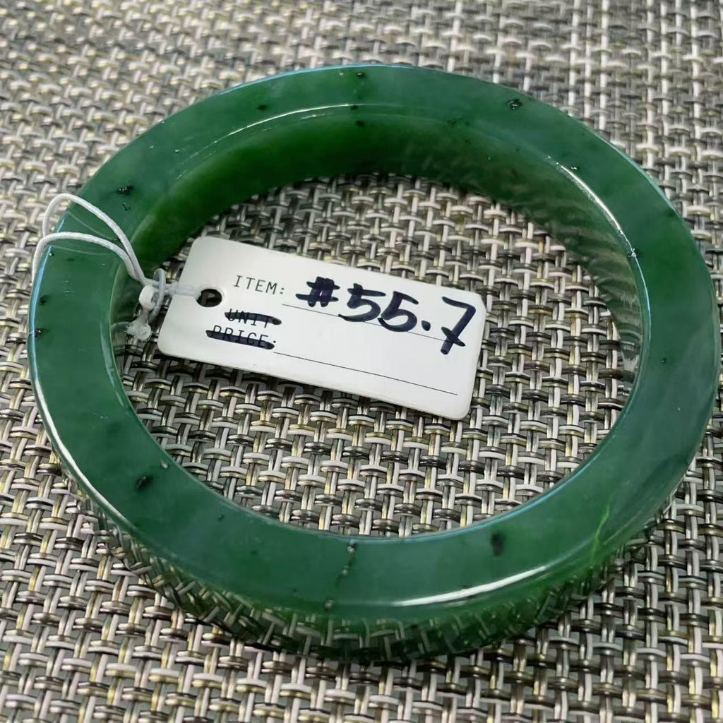 Certified Natural Jade Bangle, 55.7mm Size Minimalist Bangle Bracelet, Deep Green Square Cut Jade Bangle, Real Green Jade Bangle