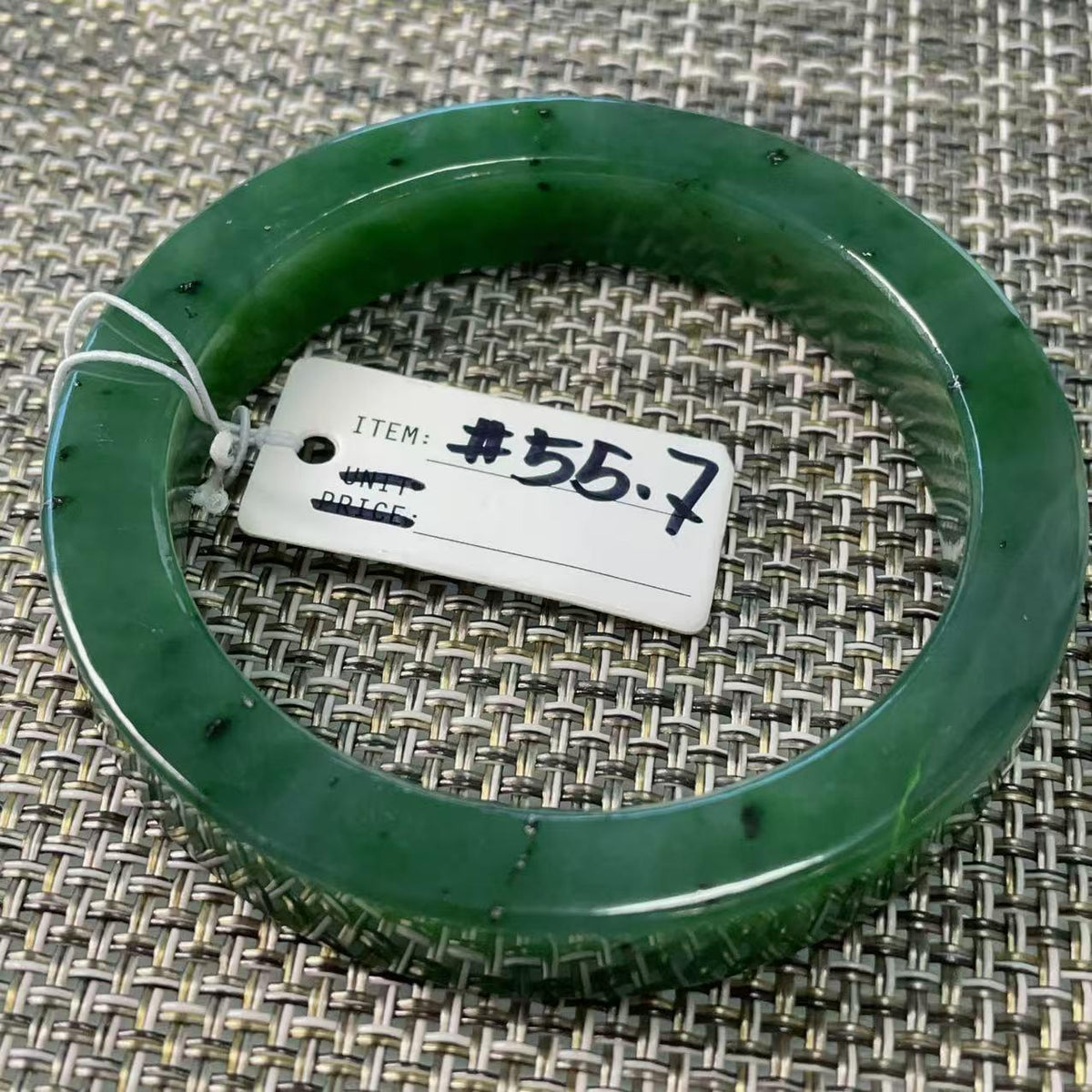 Certified Natural Jade Bangle, 55.7mm Size Minimalist Bangle Bracelet, Deep Green Square Cut Jade Bangle, Real Green Jade Bangle