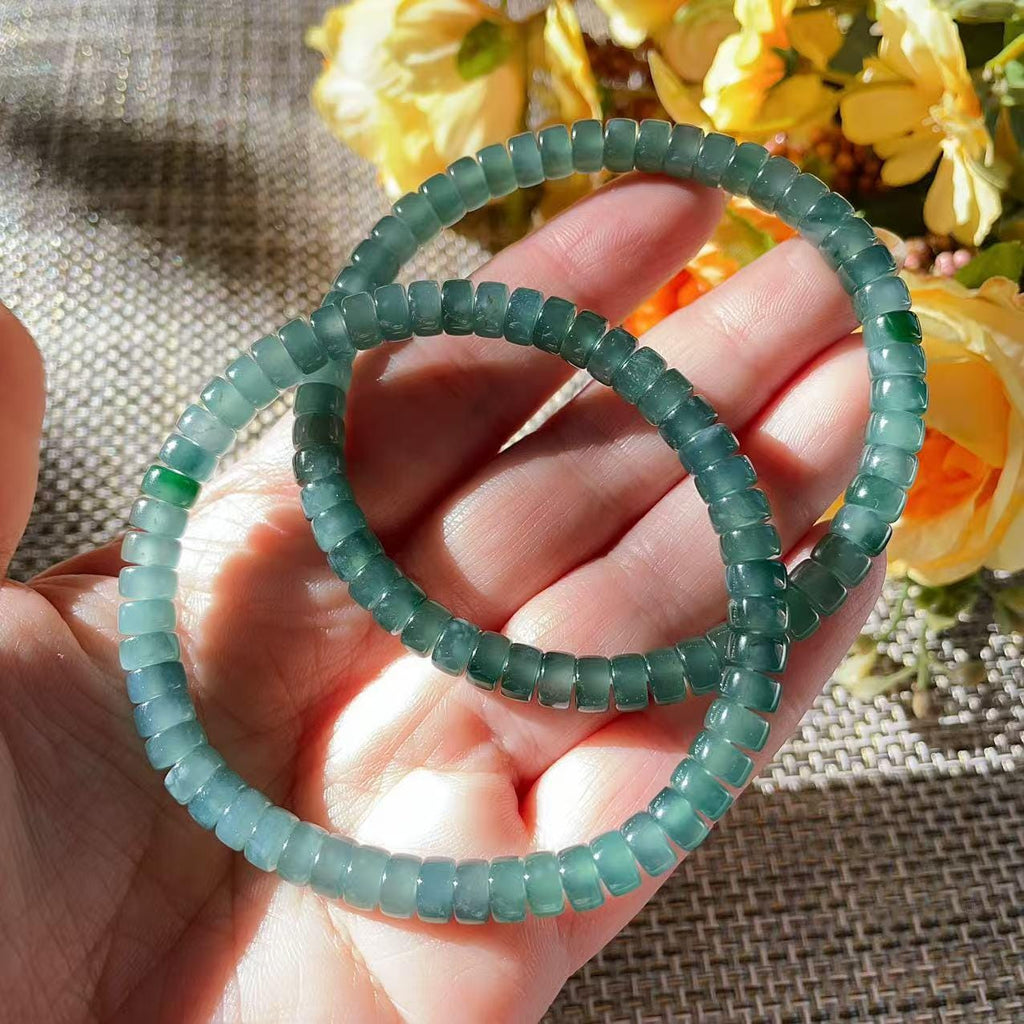 Certified Natural Blue Jadeite Bracelet , Slim Icy Blue Jadeite , 6mm Jadeite Bead Bracelet , Certified Grade A Jade , Minimalist Jewelry