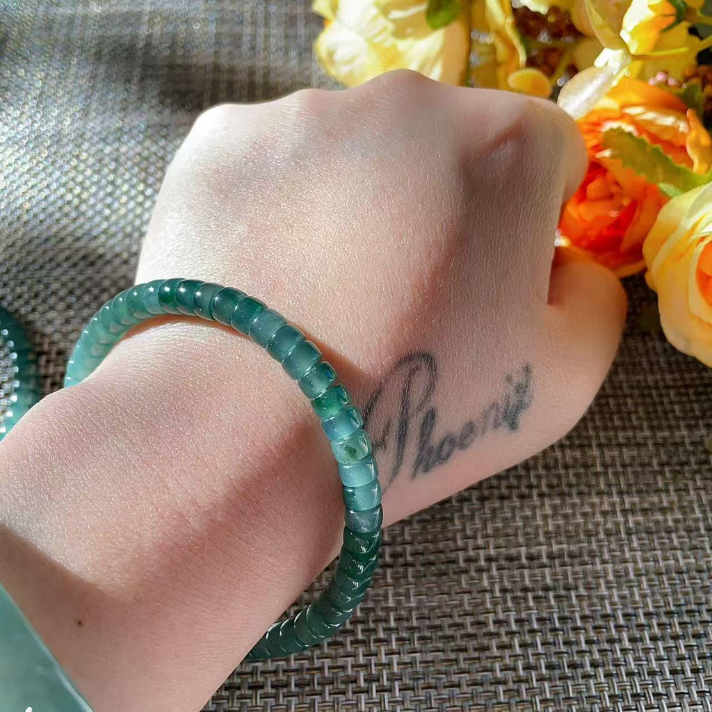 Certified Natural Blue Jadeite Bracelet , Slim Icy Blue Jadeite , 6mm Jadeite Bead Bracelet , Certified Grade A Jade , Minimalist Jewelry