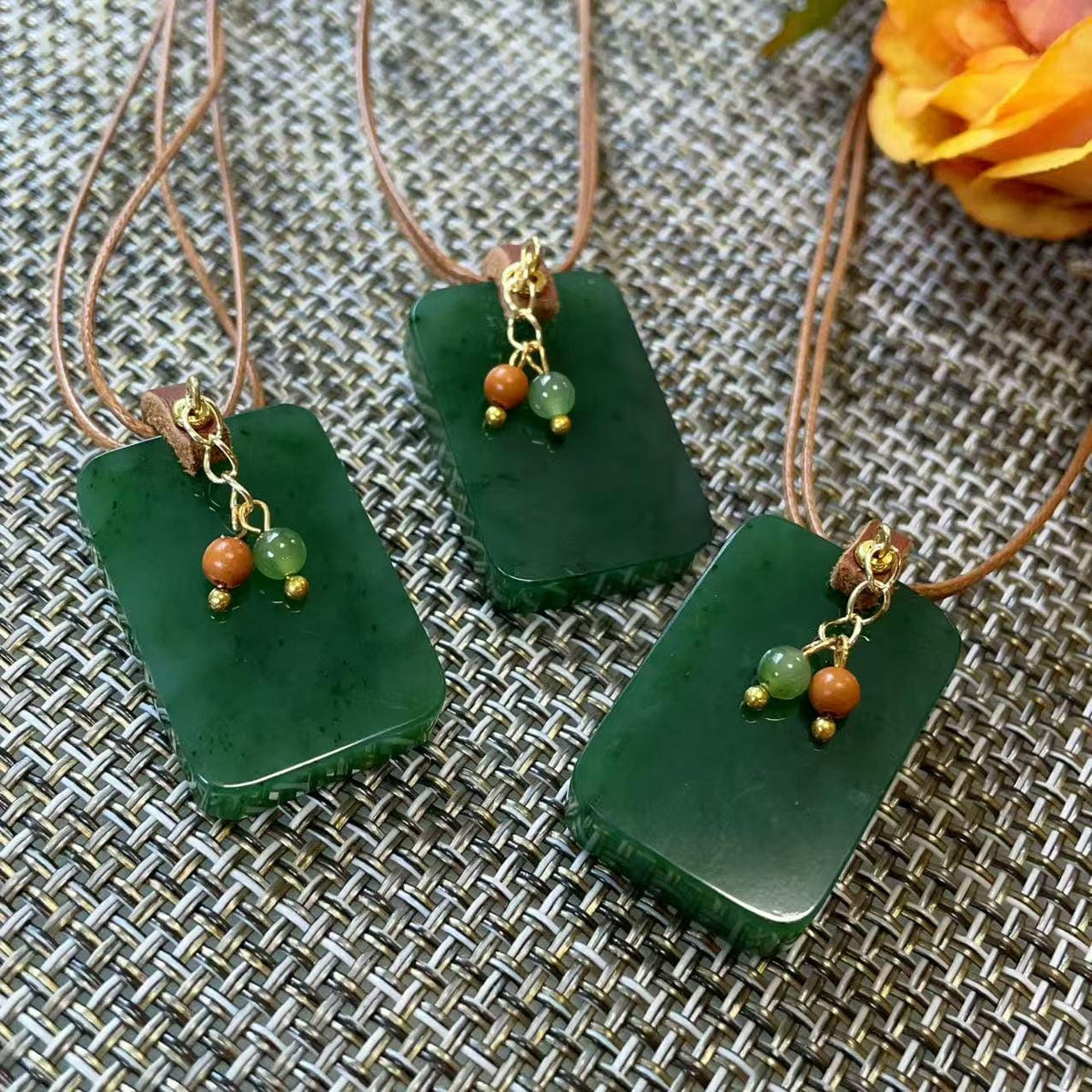 Certified Natural Jade Square Pendant Necklace, Deep Green Jade Pendent , Handmade Natural Nephrite Jade Gift, Minimalist Jade Tag Necklace