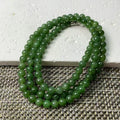 Certified Natural Moss Green Jade Bead Necklace , 6mm Beaded Long Chain 25” Length, Real Green Jade, Nephrite Jade Necklace, Minimalist Jade