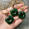 Certified Natural Jade Square Donut Pendant Necklace, Deep Green Jade Pendent , Handmade Natural Nephrite Jade Gift, Minimalist Jade