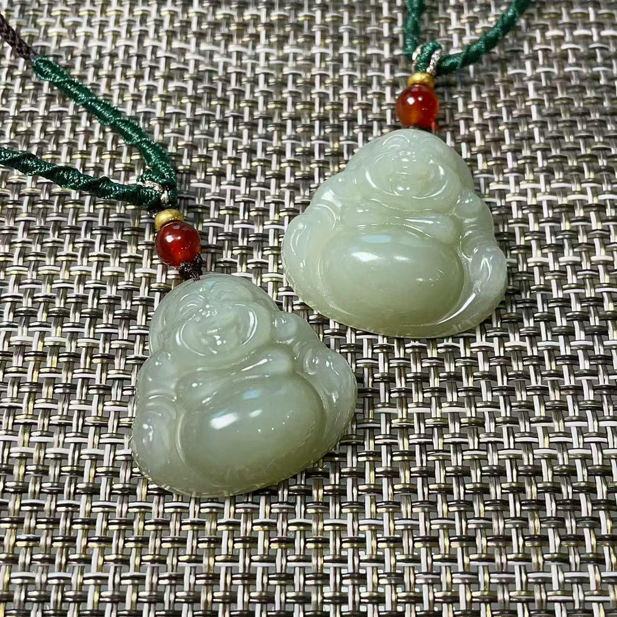 Natural Icy Spring Water Jade Buddha Pendant , Certified Hand-Carved Nephrite Jade Laughing Buddha Necklace, One of a Kind, Jade Jewelry