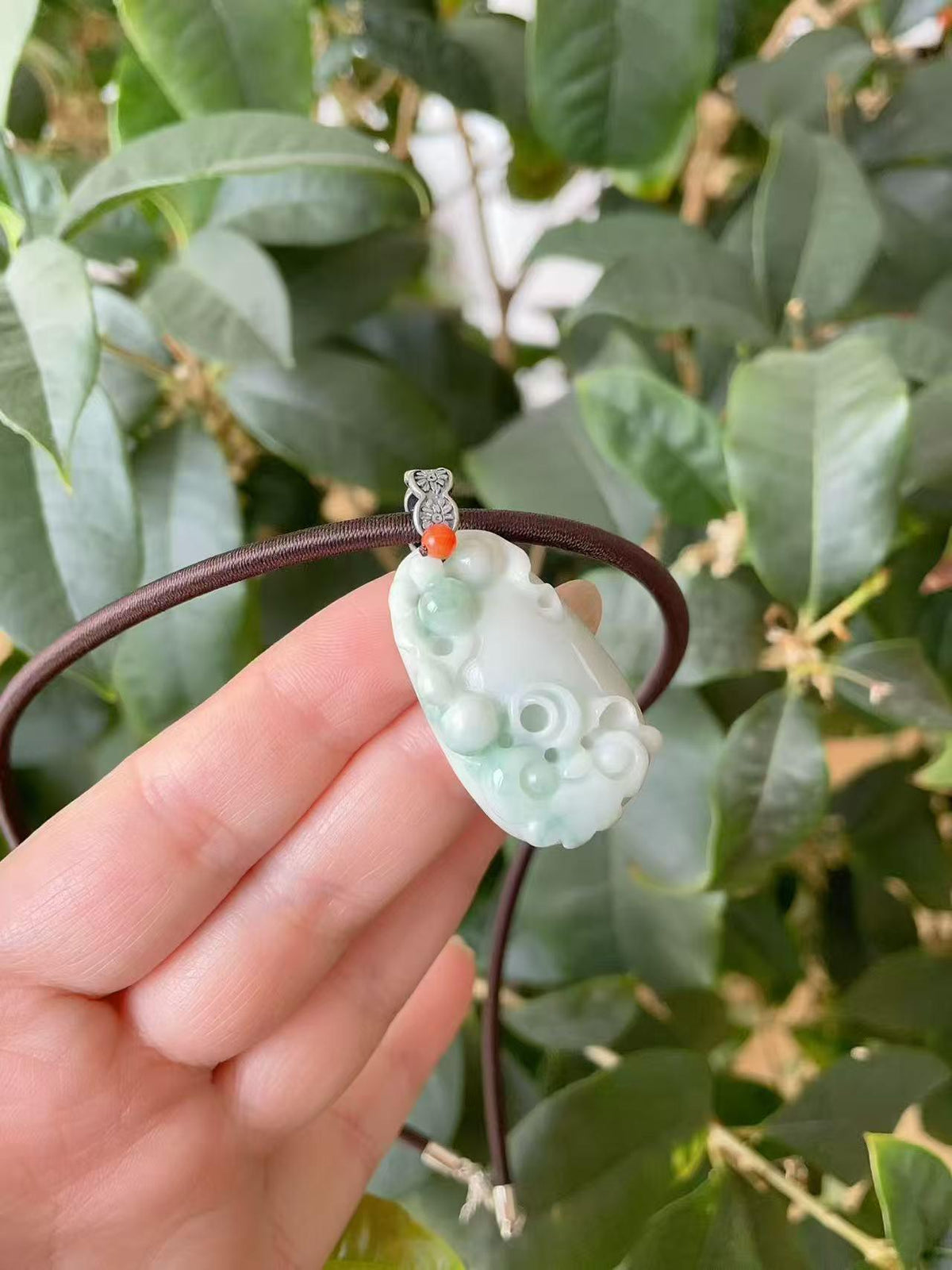 Certified Natural Blue Jadeite Flower Pendent, Large Jadeite Pendent Necklace, Handmade Jade Pendent, Natural Jadeite Jewelry Gift