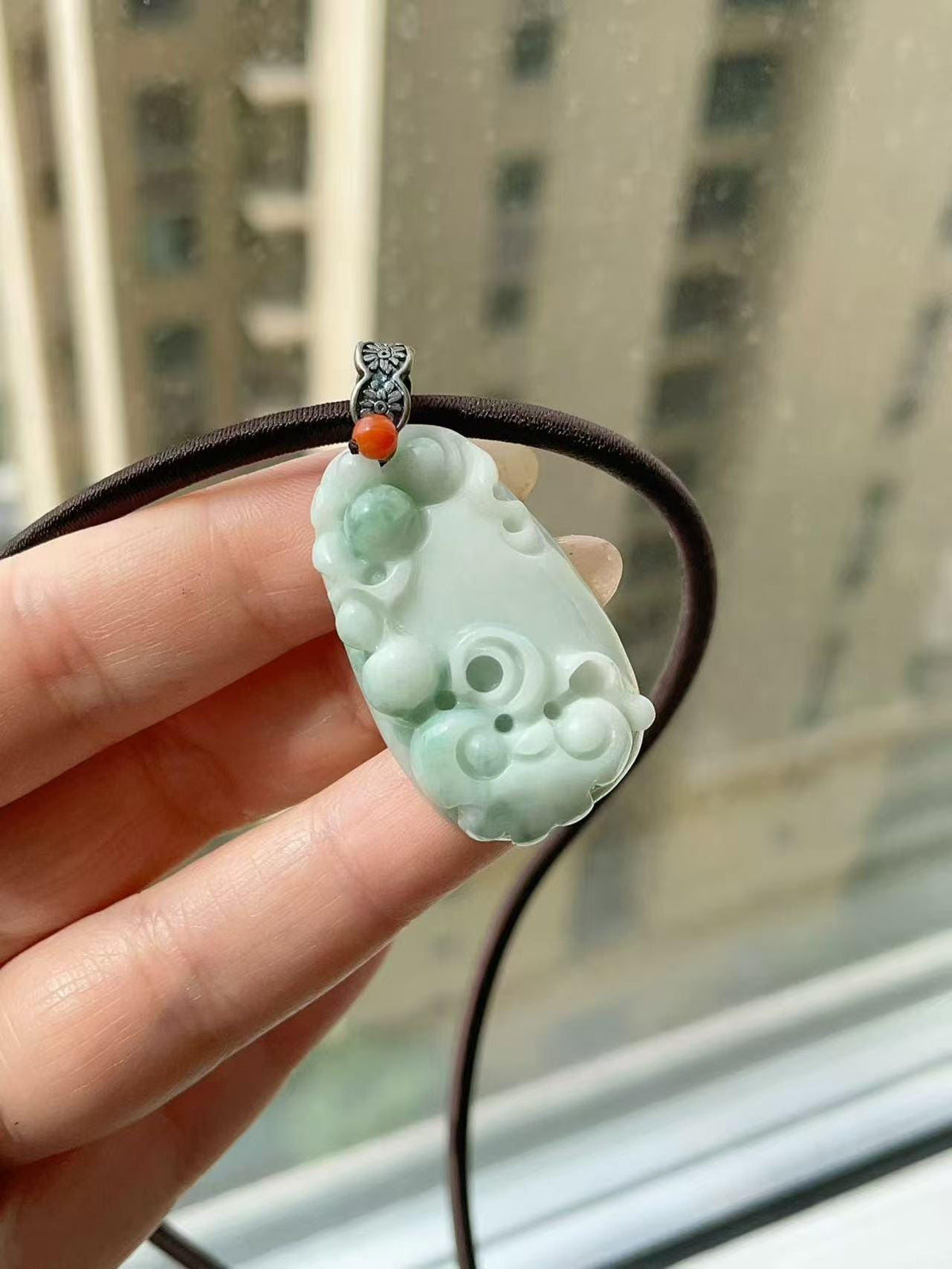 Certified Natural Blue Jadeite Flower Pendent, Large Jadeite Pendent Necklace, Handmade Jade Pendent, Natural Jadeite Jewelry Gift