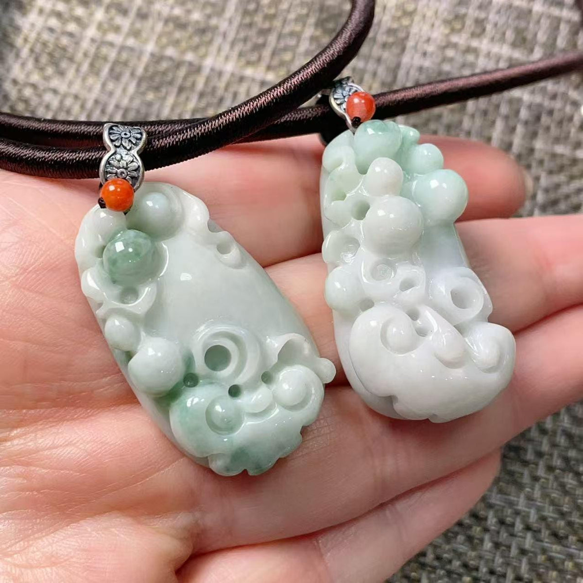 Certified Natural Blue Jadeite Flower Pendent, Large Jadeite Pendent Necklace, Handmade Jade Pendent, Natural Jadeite Jewelry Gift