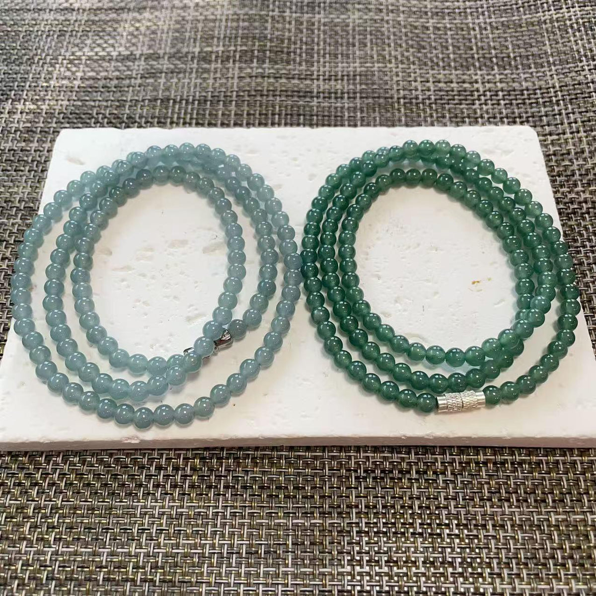 Certified Natural Blue Jadeite Necklace, 5mm Beads 23" Long Chain，Slim Icy Translucent Jadeite Necklace ，Minimalist Jade Gift for Her